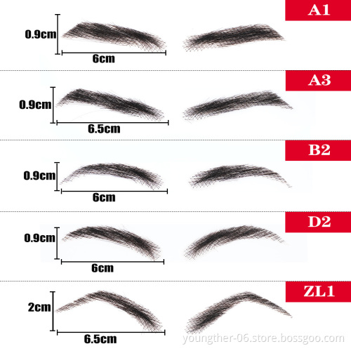 Dark Brown Men's Eyebrows wigs HUman hair 100% Hand Made Human Hair False Eyebrows Extensions
